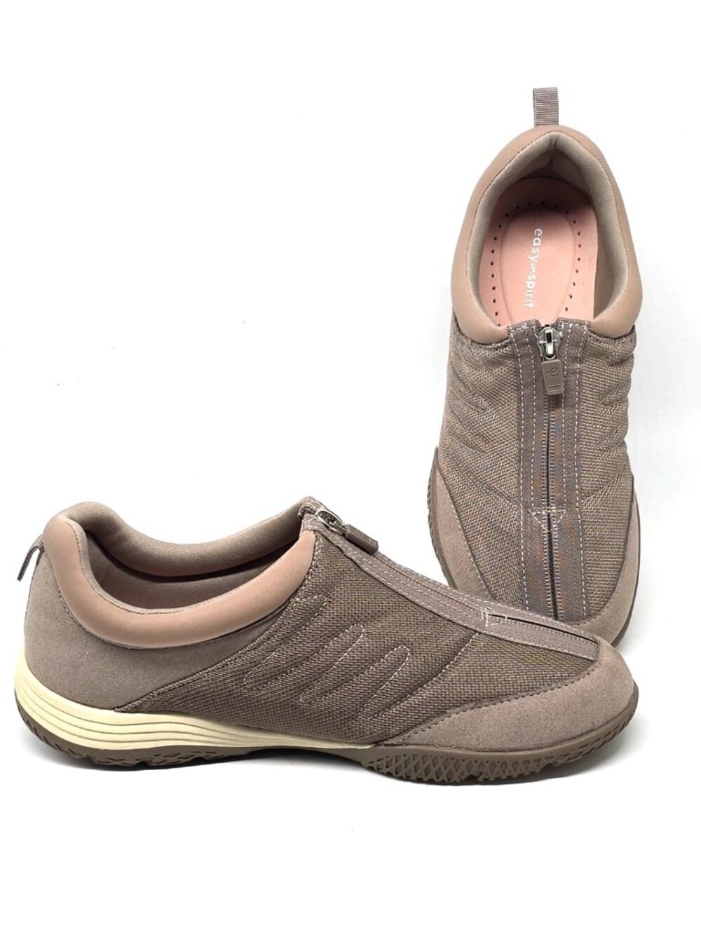 Easy Spirit Be Strong 2 Taupe Slip-on Zip up Sneakers Women's Size 9WW